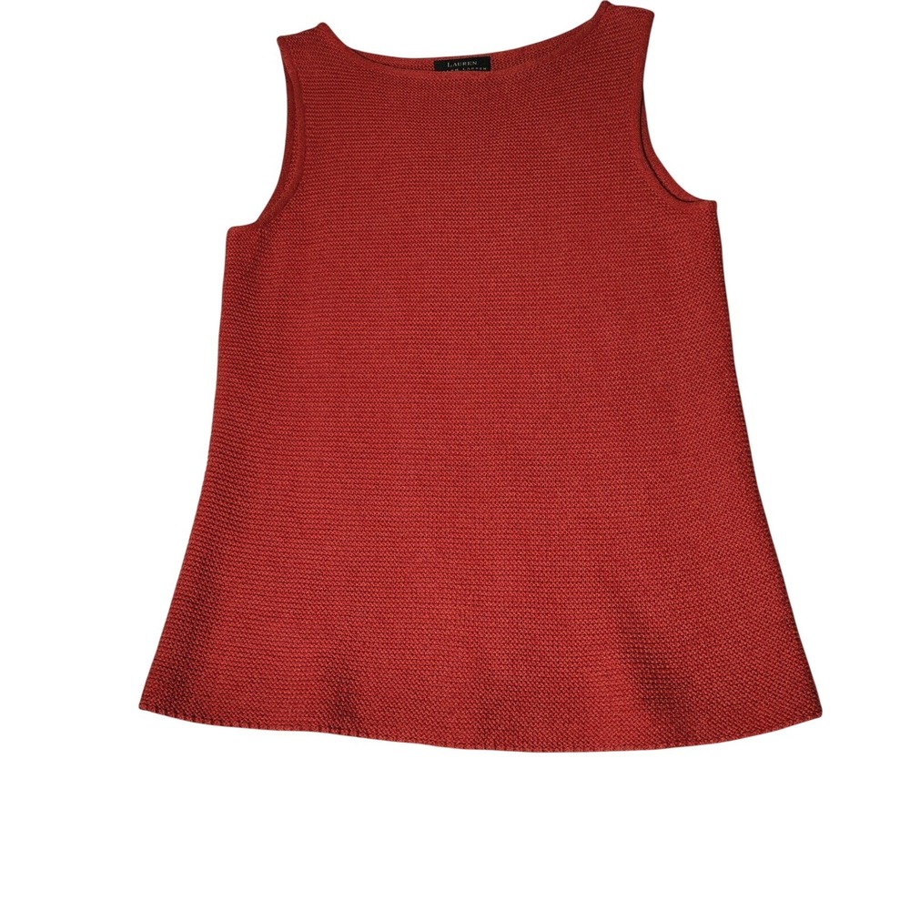 Lauren Ralph Lauren Orange Linen Cotton Knit Shell Tank Top Boat Neck Size M
